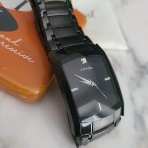 Fossil Men's Diamond Analog Dial Watch Black
